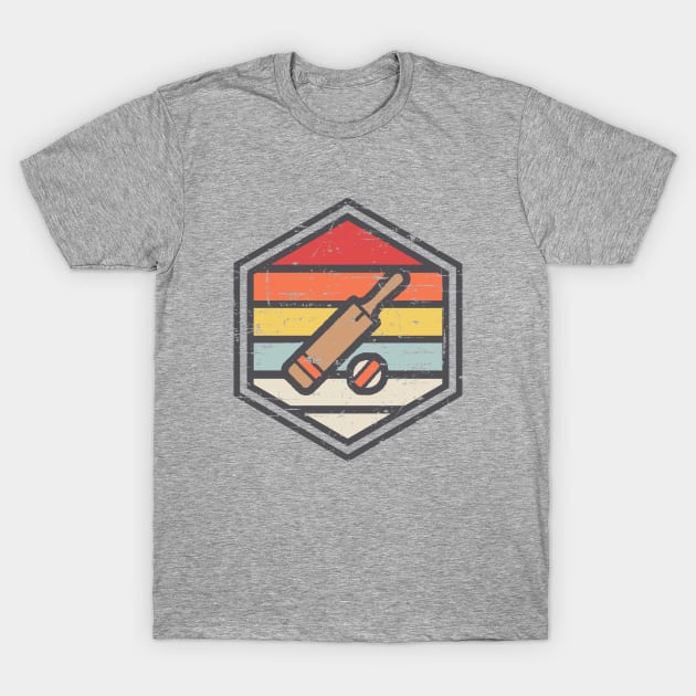 Retro Badge Cricket T-Shirt by rojakdesigns